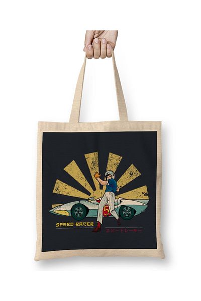Baskı Dükkanı Speed ​​Racer Ρετρό Ιαπωνική υφασμάτινη τσάντα με μακριά λαβή