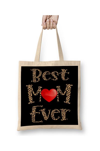 Baskı Dükkanı Best Mom Ever Mother's Day 07 υφασμάτινη τσάντα με μακριά λαβή