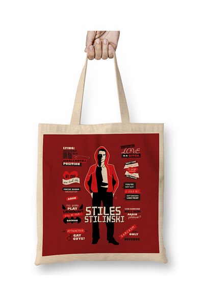 Baskı Dükkanı Stiles Stilinski Tasse Stiles Stilinski 24 υφασμάτινη τσάντα μακριά λαβή