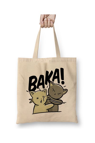 Baskı Dükkanı Kawaii Neko Baka Anime 01 υφασμάτινη τσάντα με μακριά λαβή
