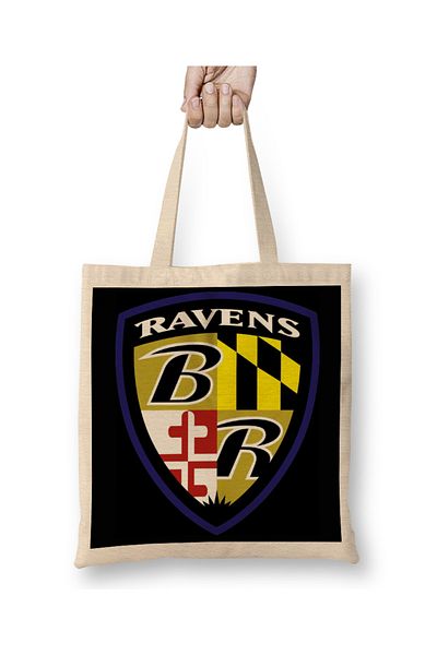 Baskı Dükkanı Πρόγραμμα Baltimore Ravens Baltimore Ravens Shield 03 υφασμάτινη τσάντα με μακριά λαβή