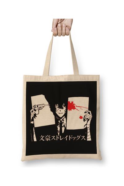 Baskı Dükkanı Geantă din pânză Bungo Stray Dogs Osamu Dazai cu mâner lung