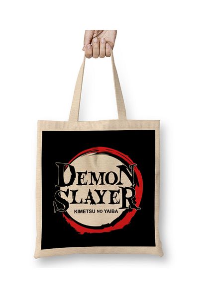Baskı Dükkanı Λογότυπο Demon Slayer Kimetsu no Yaiba υφασμάτινη τσάντα με μακριά λαβή