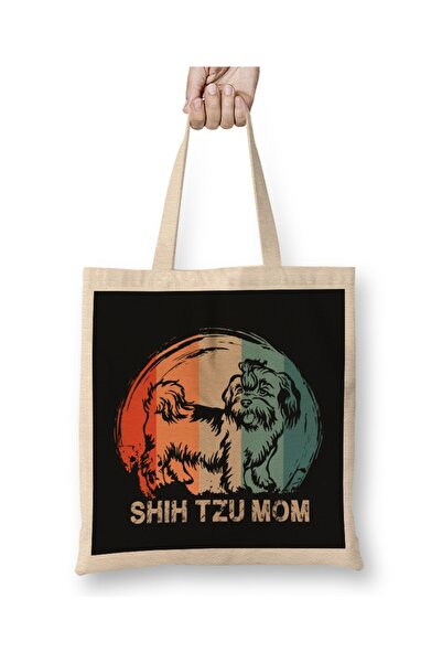 Baskı Dükkanı Shih Tzu pas Shih Tzu mama tkanina Torba duga Sa ručkom