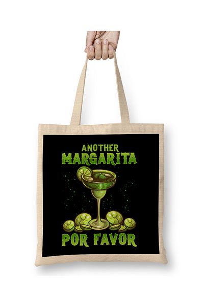 Baskı Dükkanı Funny Another Margarita Por Favor Χαριτωμένη υφασμάτινη τσάντα ποτού με μακριά λαβή