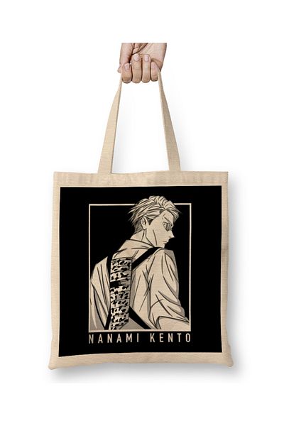 Baskı Dükkanı Υφασμάτινη τσάντα Kento Nanami Μαύρη Πάνελ με μακριά λαβή