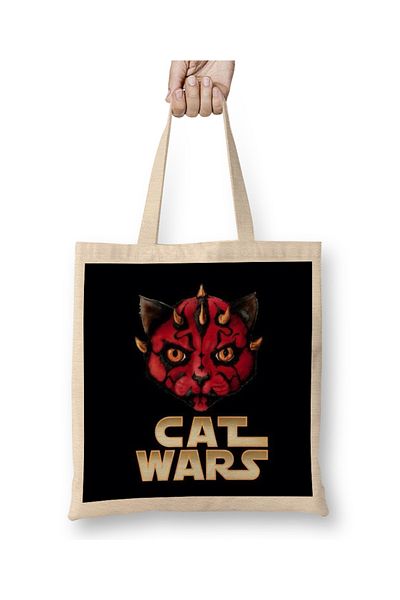 Baskı Dükkanı Geantă din pânză Star Cat Wars 05 cu mâner lung