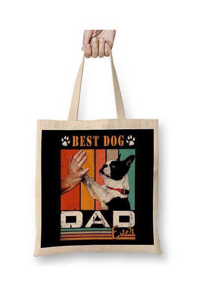 Baskı Dükkanı Best Dog Dad Ever Dog 02 υφασμάτινη τσάντα με μακριά λαβή