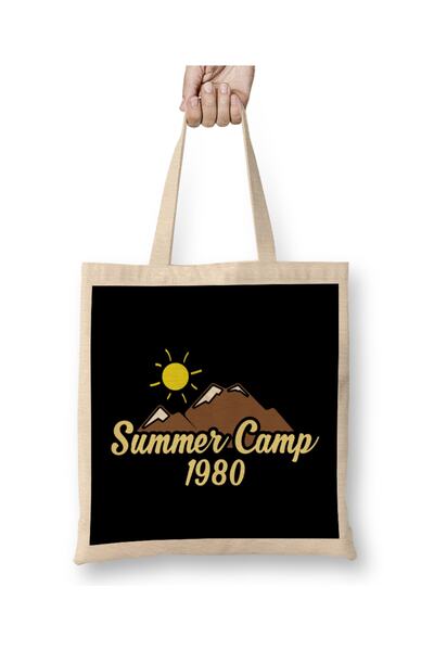 Baskı Dükkanı Letnji kamp 1980-ih Vintage Retro 80-ih Kamperska odeća Torba D...