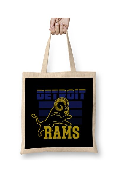 Baskı Dükkanı Detroit Rams Goat Cloth Torba Long Sa ručkom