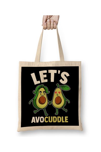 Baskı Dükkanı Funny Let's Avocuddle Cute Avocado Cuddling Pun υφασμάτινη τσάντα με μακριά λαβή