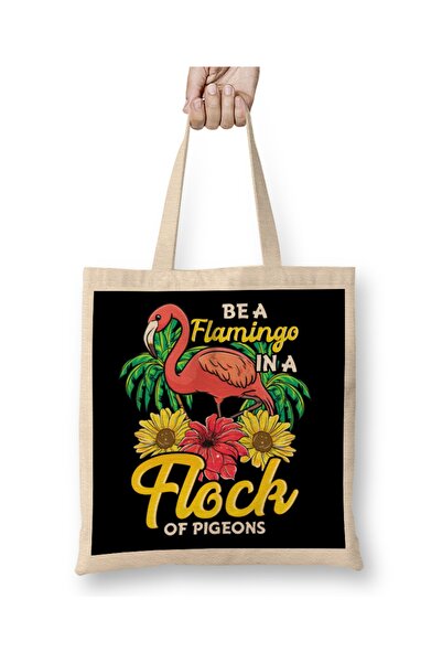 Baskı Dükkanı Golub Slatki i Smešni Budi Flamingo U Jatu Golubova Tkanina Tor...