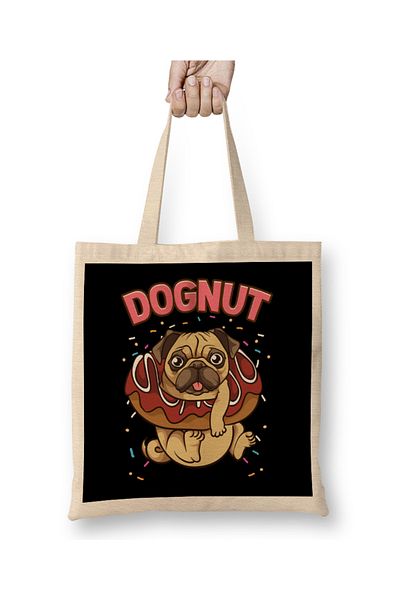 Baskı Dükkanı Dognut Cute & Funny Dog Donut Pun υφασμάτινη τσάντα με μακριά λαβή