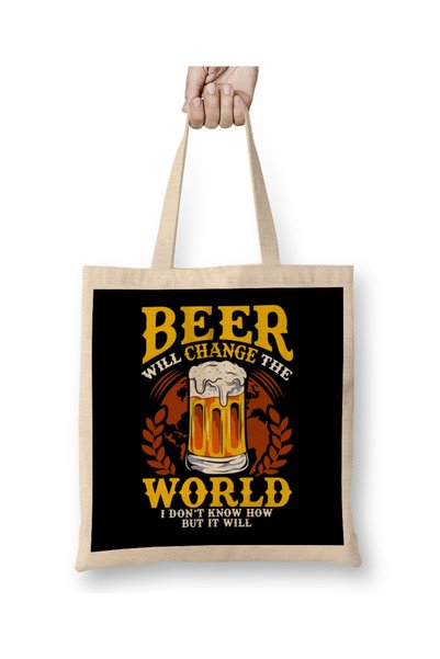 Baskı Dükkanı Pivo će promeniti svet, ali ne znam kako. Majica Torba Duga Sa ...