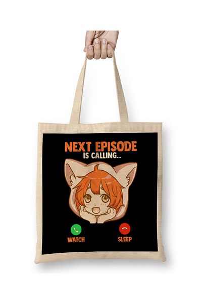 Baskı Dükkanı Anime Girl Next Episode Is Calling Sleep Can Wait υφασμάτινη τσάντα με μακριά λαβή