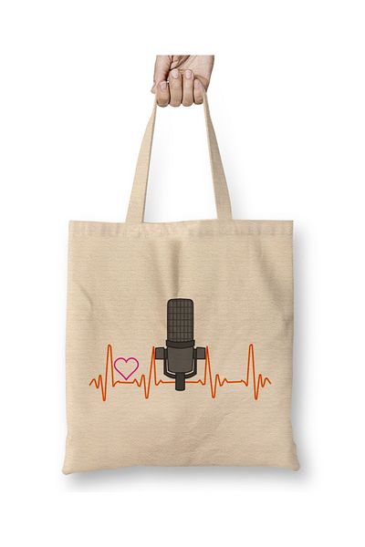 Baskı Dükkanı Awesome Podcast Heartbeat Podcaster Heart Beat υφασμάτινη τσάντα με μακριά λαβή