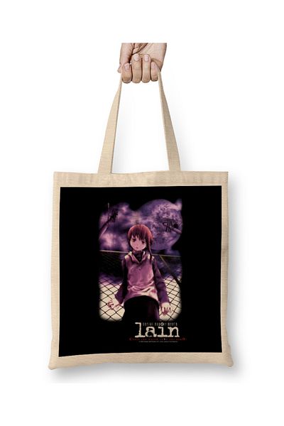Baskı Dükkanı Serial Experiments Lain Iwakura 01 υφασμάτινη τσάντα μακριά λαβή