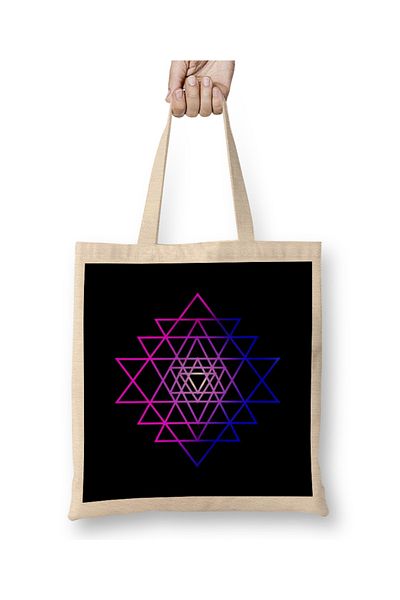 Baskı Dükkanı Sri Yantra Mandala Sri Yantra Sacred Geometry Geantă din pânză cu mâner lung