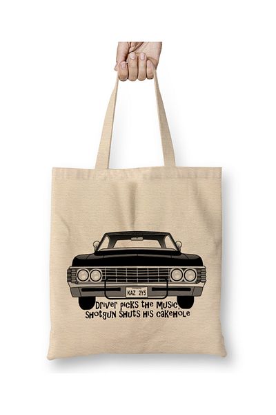 Baskı Dükkanı Geantă din pânză Supernatural Dean Winchester Daddy's Home cu mâner lung