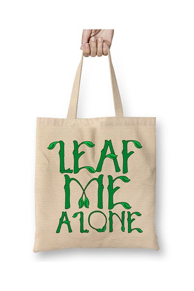Baskı Dükkanı Sarcastic Leaf Me Alone Leave Me Alone Geantă din pânză introvertită cu mâner lung