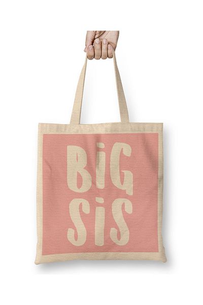 Baskı Dükkanı Υφασμάτινη τσάντα Sister Big Sis Slogan με μακριά λαβή