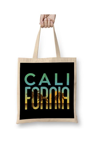 Baskı Dükkanı Δείτε μέσα από την υφασμάτινη τσάντα California Palm Trees με μακριά λαβή