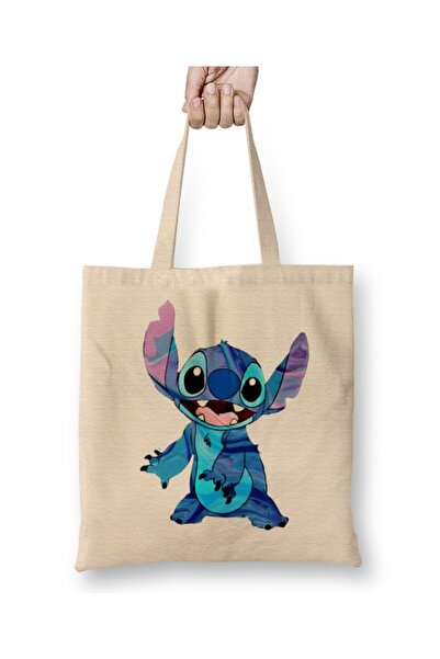 Baskı Dükkanı حقيبة قماش ستيتش آند آنجل بمقبض طويل