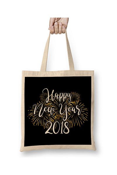 Baskı Dükkanı Awesome Happy New Years 2018 Fireworks υφασμάτινη τσάντα με μακριά λαβή