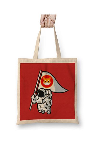 Baskı Dükkanı Shiba Inu Coin To The Moon SHIBARMY υφασμάτινη τσάντα με μακριά λαβή