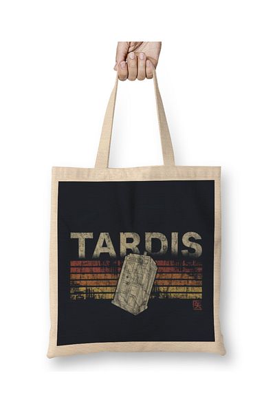 Baskı Dükkanı Retro Tardis υφασμάτινη τσάντα με μακριά λαβή