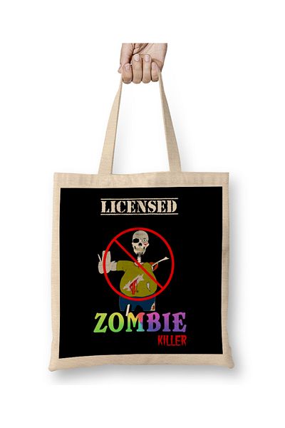 Baskı Dükkanı Αστεία τσάντα με άδεια Zombie Killer Halloween με μακριά λαβή