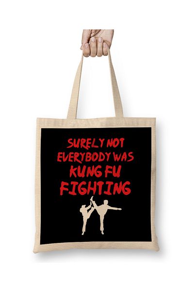 Baskı Dükkanı Αστεία, σίγουρα δεν ήταν όλοι Kung Fu Pun υφασμάτινη τσάντα με μακριά λαβή