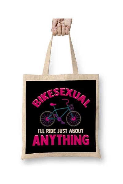 Baskı Dükkanı Bikesexual Voi merge cu orice lucru Geantă din pânză pentru bicicletă cu mâner lung