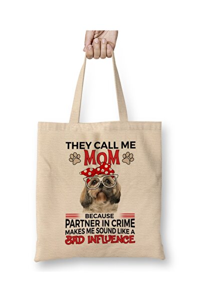 Baskı Dükkanı Shih Tzu poklon Shih Tzu mama poklon bandana tkanina Torba duga...