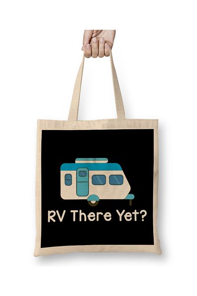 Baskı Dükkanı Funny RV There Yet Cute Camping & Glamping Camper Geantă din pânză cu mâner lung