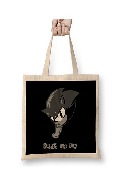 Baskı Dükkanı Geantă din pânză Sonic The Hedgehog Super Sonic Speed ​​cu mâner lung
