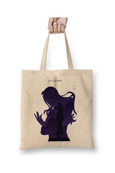Baskı Dükkanı Nico Robin One Piece σε Silhouette υφασμάτινη τσάντα με μακριά λαβή