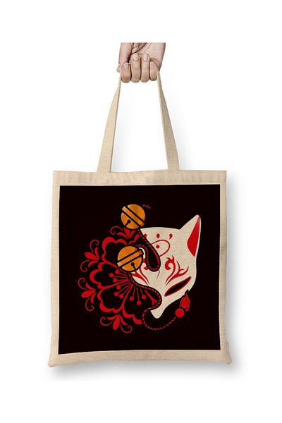 Baskı Dükkanı Artă japoneză Cat Ninja Shinobi Samurai Fighter Warrior Sword Geantă din pânză cu mâner lung