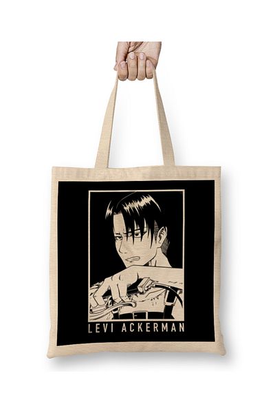 Baskı Dükkanı Levi Ackerman 03 υφασμάτινη τσάντα μακριά λαβή