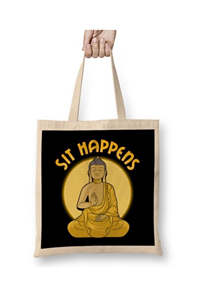 Baskı Dükkanı Sedeće se dešava - Meditacija Humor Igra reči Monah Tkanina Tor...