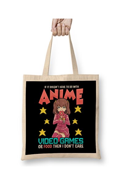 Baskı Dükkanı Anime video igre ili hrana ili me nije briga, tkanina Torba dug...