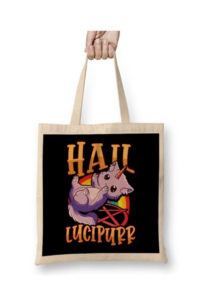Baskı Dükkanı Slatka i smešna satanska krpa za mačke Hail Lucipurr Rainbow To...