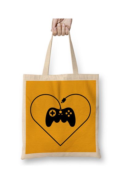 Baskı Dükkanı Gamer Fan D Pad Heart 01 υφασμάτινη τσάντα μακριά λαβή