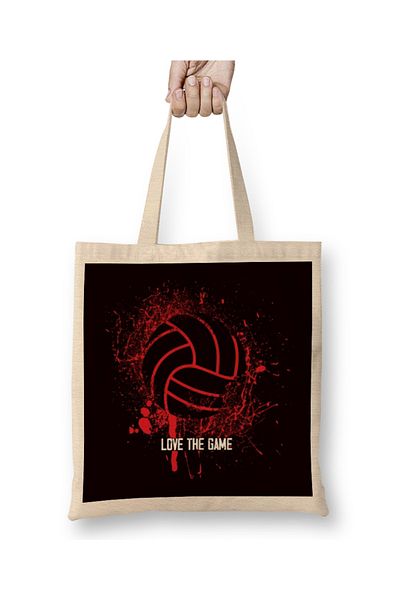 Baskı Dükkanı Love The Volleyball Game Team Coach Παραλία Βόλεϊ Setter υφασμάτινη τσάντα με μακριά λαβή