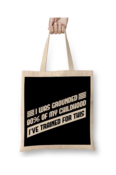 Baskı Dükkanı Grounded Funny Self Isolation Quote υφασμάτινη τσάντα με μακριά λαβή