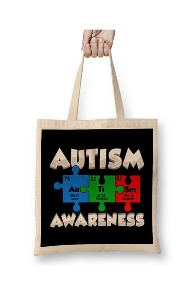 Baskı Dükkanı Chemistry Autism Awareness Puzzle Elements υφασμάτινη τσάντα με μακριά λαβή