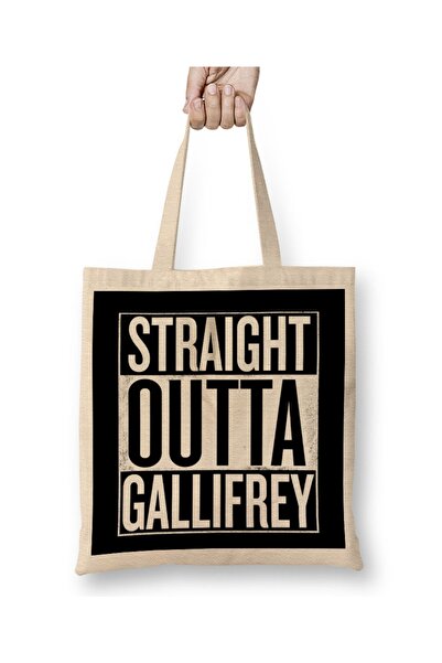 Baskı Dükkanı Geantă din pânză albă Straight Outta Gallifrey Doctor Who cu mâ...