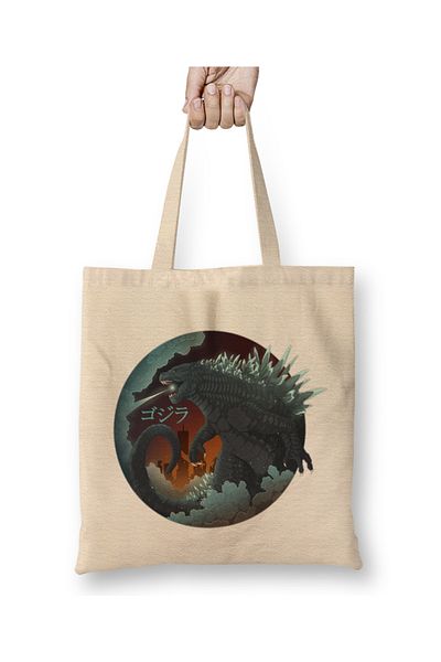 Baskı Dükkanı Godzilla King of Monsters υφασμάτινη τσάντα με μακριά λαβή