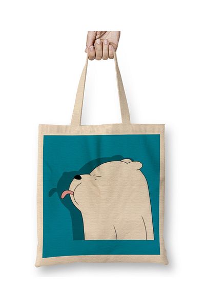 Baskı Dükkanı We Bare Bears Ice Bear 01 υφασμάτινη τσάντα με μακριά λαβή