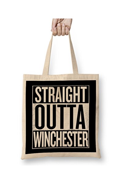 Straight Outta Winchester Supernatural White Tote Bag Long Handle